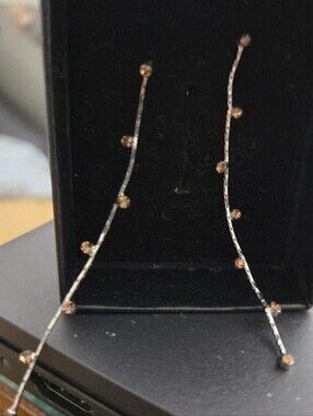 Delicate Rose Gold Dangle Threader Earrings with Amber Accents